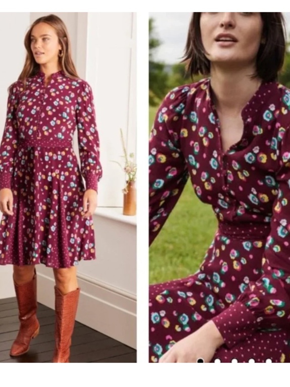 BODEN Christina Dress in Ruby Ring Billowy
Peony - Picture 3 of 7